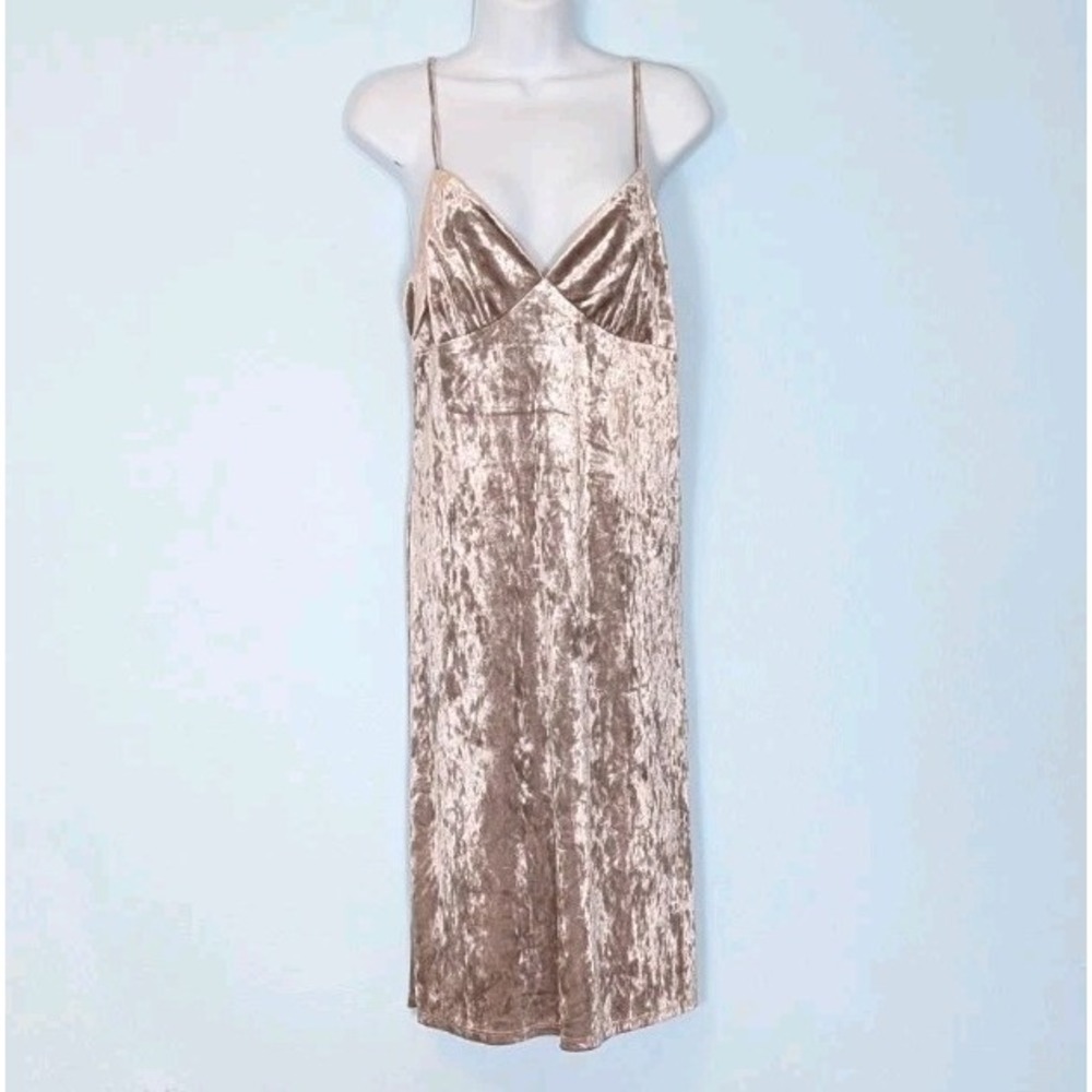 Band Of Gypsies Velour Dress Spaghetti Strap Medium Dusty Lavender Stretch NWOT